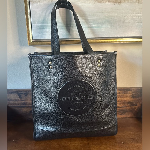 Coach $398 MSRP C3078 Dempsey Patch Black Leather Tote Bag - Picture 1 of 11